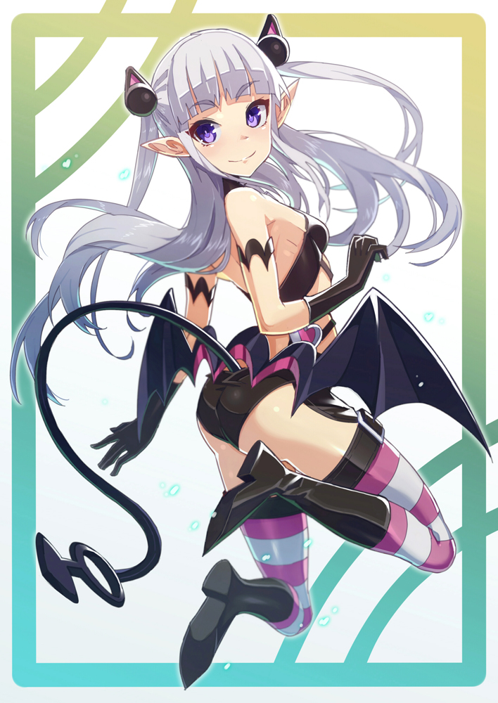 1girl, bat_wings, character_request, gloves, hair_ornament, is_ii, naruse_maria, pointy_ears