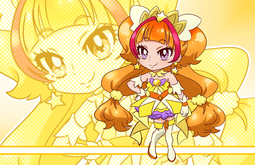 1girl, amanogawa_kirara, bare_shoulders, boots, choker, cure_twinkle, gloves, go!_princess_precure