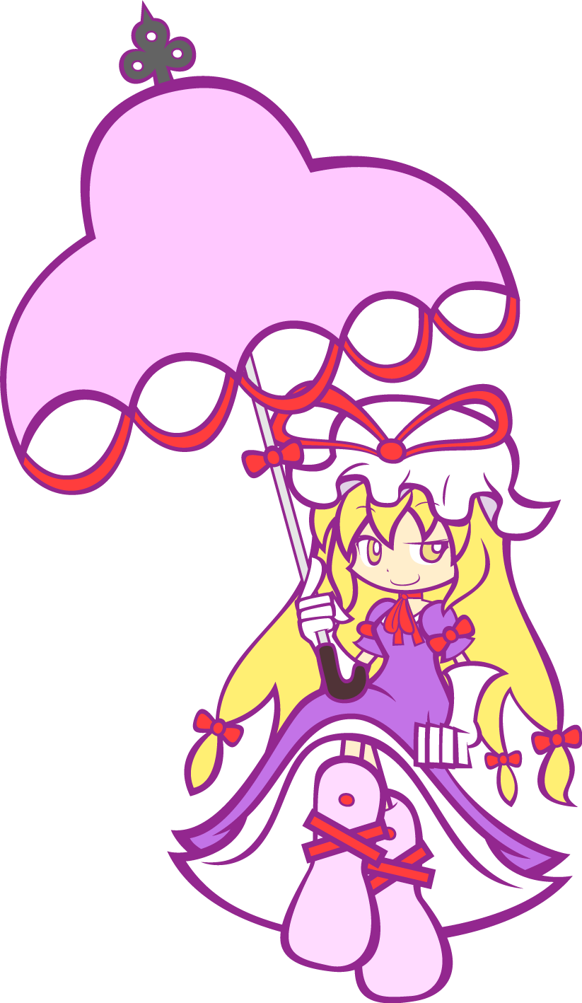 flat_color, highres, long_hair, parasol, parody, puyopuyo, puyopuyo_artstyle, style_parody