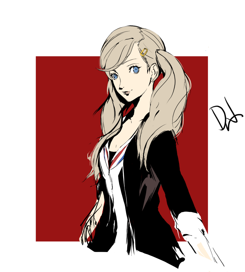 blue_eyes, brown_hair, dh_(brink_of_memories), hair_ornament, hairclip, persona, persona_5, takamaki_ann
