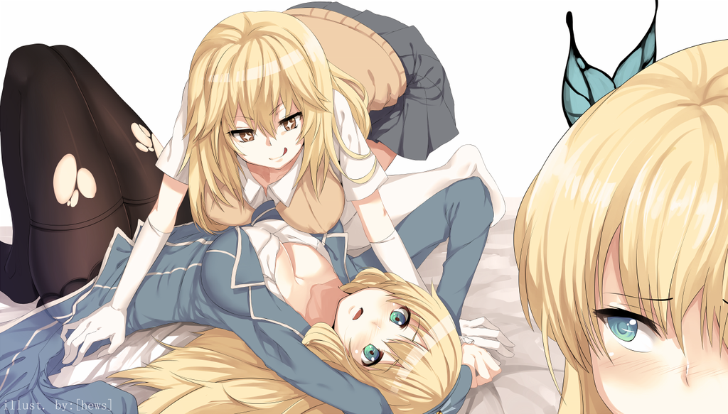 +_+, 3girls, :q, all_fours, atago_(kantai_collection), blonde_hair, blue_eyes, blush