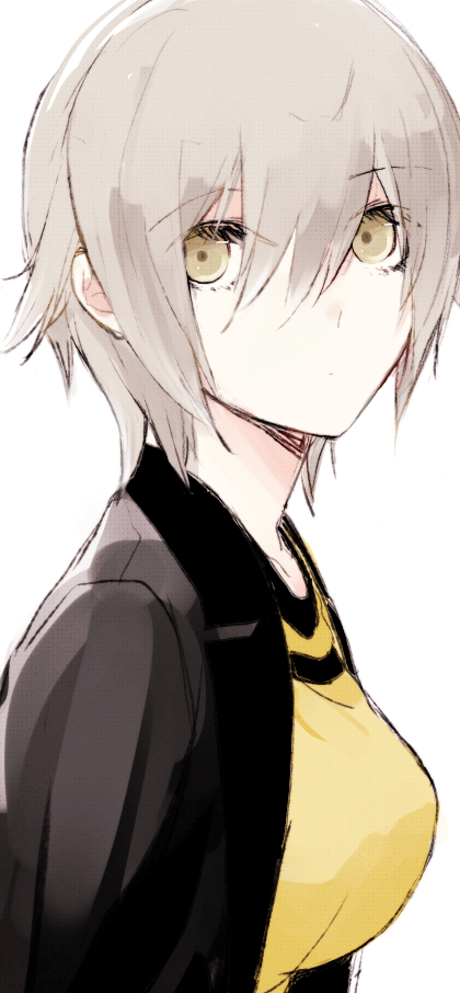 1girl, brown_eyes, etsusa_oohashi, grey_hair, looking_at_viewer, sahara_jun, satoumizu_(amamizu33), solo