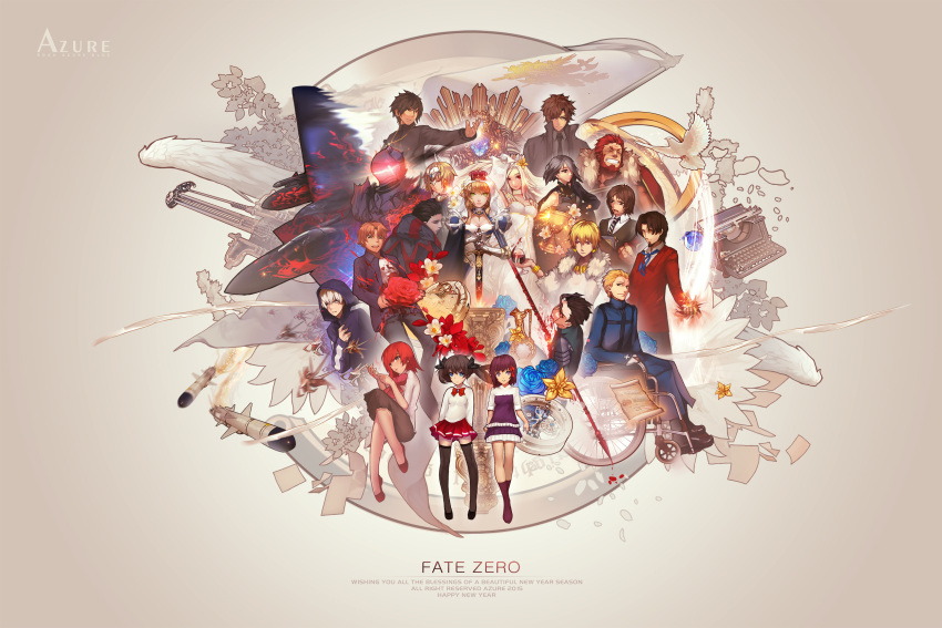 airplane, assassin_(fate/zero), berserker_(fate/zero), caster_(fate/zero), emiya_kiritsugu, everyone, fate/zero, fate_(series)