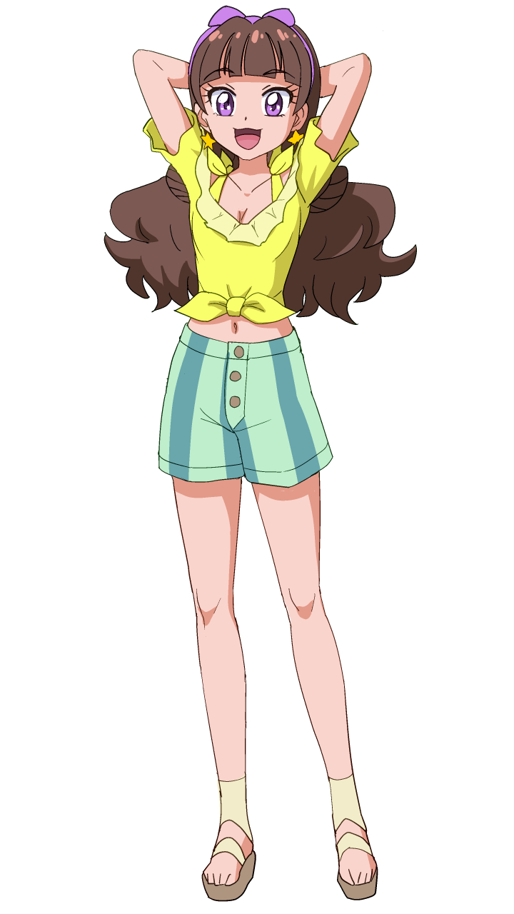 amanogawa_kirara, earrings, go!_princess_precure, highres, jewelry, mont_blanc_(heartcatch_ayaya), navel, platform_footwear
