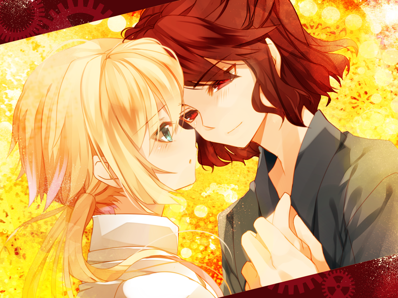 2boys, aqua_eyes, blonde_hair, brown_hair, inazuma_eleven_(series), inazuma_eleven_go, inazuma_eleven_go_chrono_stone, japanese_clothes