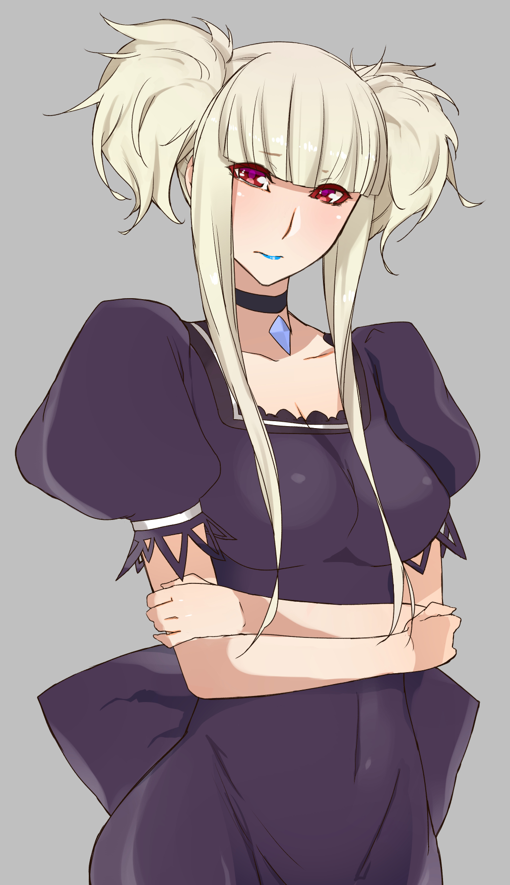 1girl, aoki_hagane_no_arpeggio, blonde_hair, crossed_arms, dek, dress, highres, kongou_(aoki_hagane_no_arpeggio)
