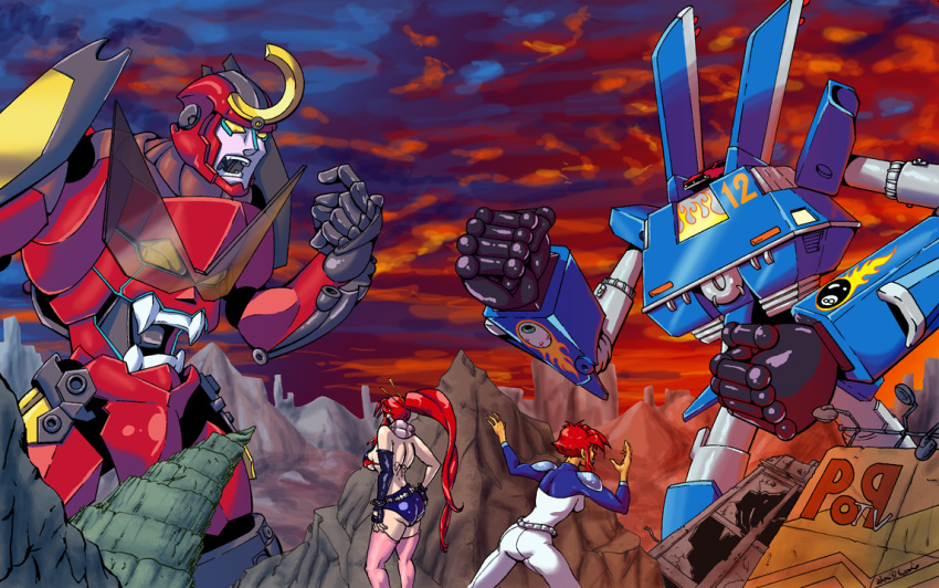 cartoon_network, gainax, gurren-lagann, kiva, mecha, megas_xlr, megas_xlr_(mecha), multiple_girls, tengen_toppa_gurren_lagann, yoko_littner