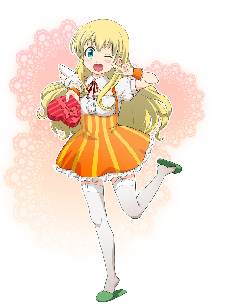 1girl, bekki_natsumi, blonde_hair, blue_eyes, blush, breasts, haniwa_(leaf_garden), long_hair