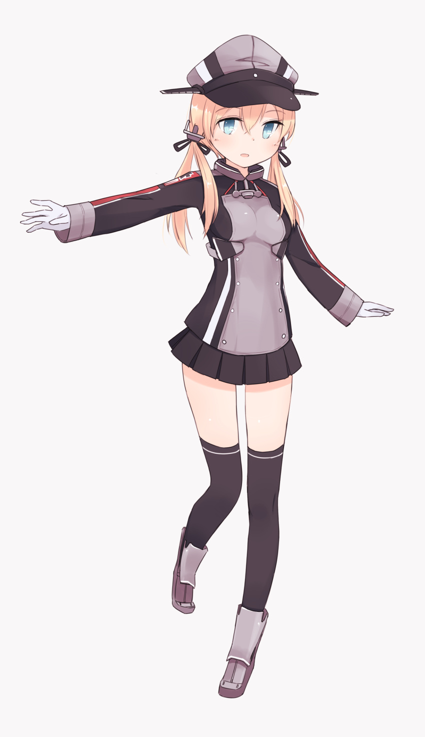 1girl, absurdres, anchor_hair_ornament, black_legwear, black_skirt, blonde_hair, blue_eyes, blush