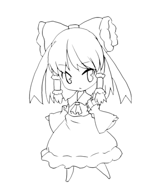 animated_gif, bow, chibi, detached_sleeves, gif, hakurei_reimu, japanese_clothes, kani_hira