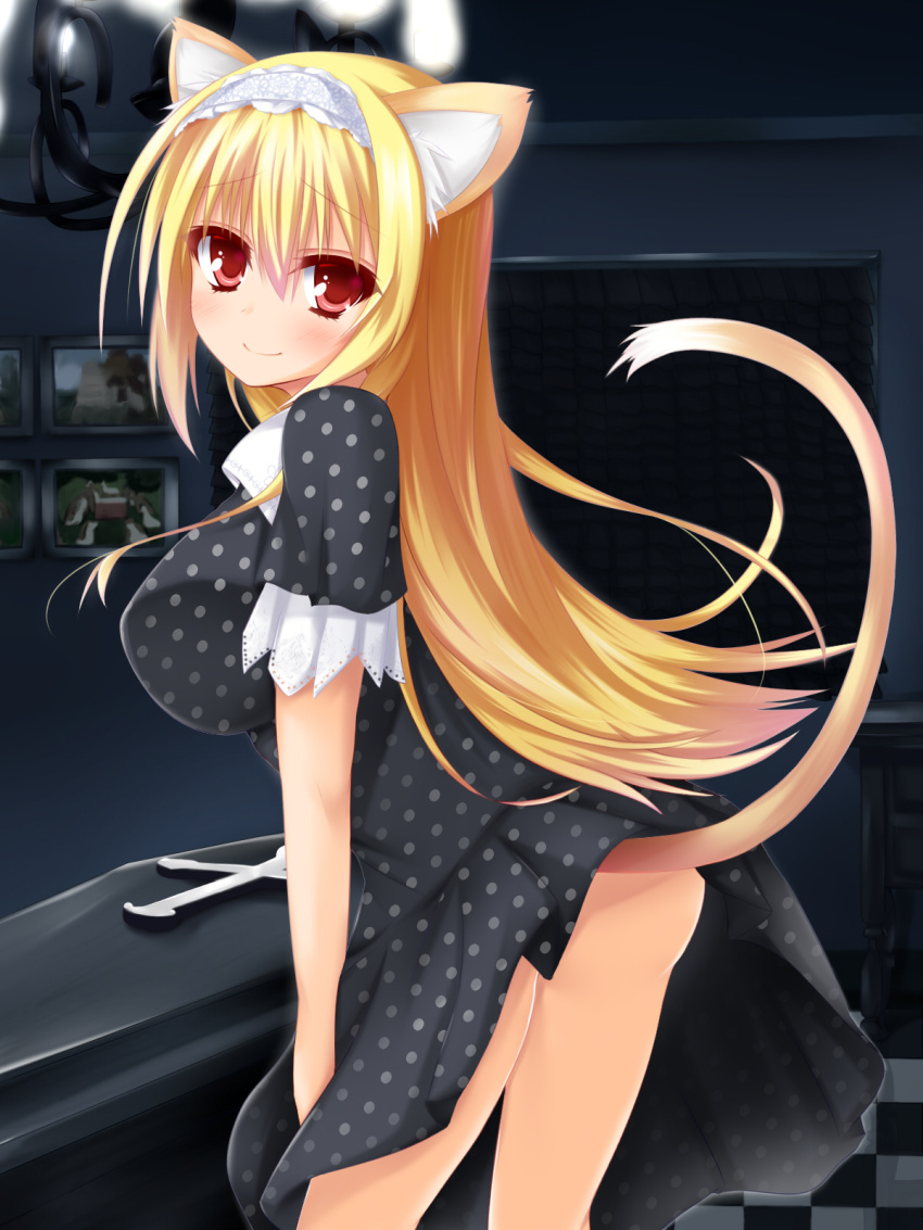 1girl, animal_ears, breasts, cat_ears, dracu-riot!, ero-god, highres, large_breasts