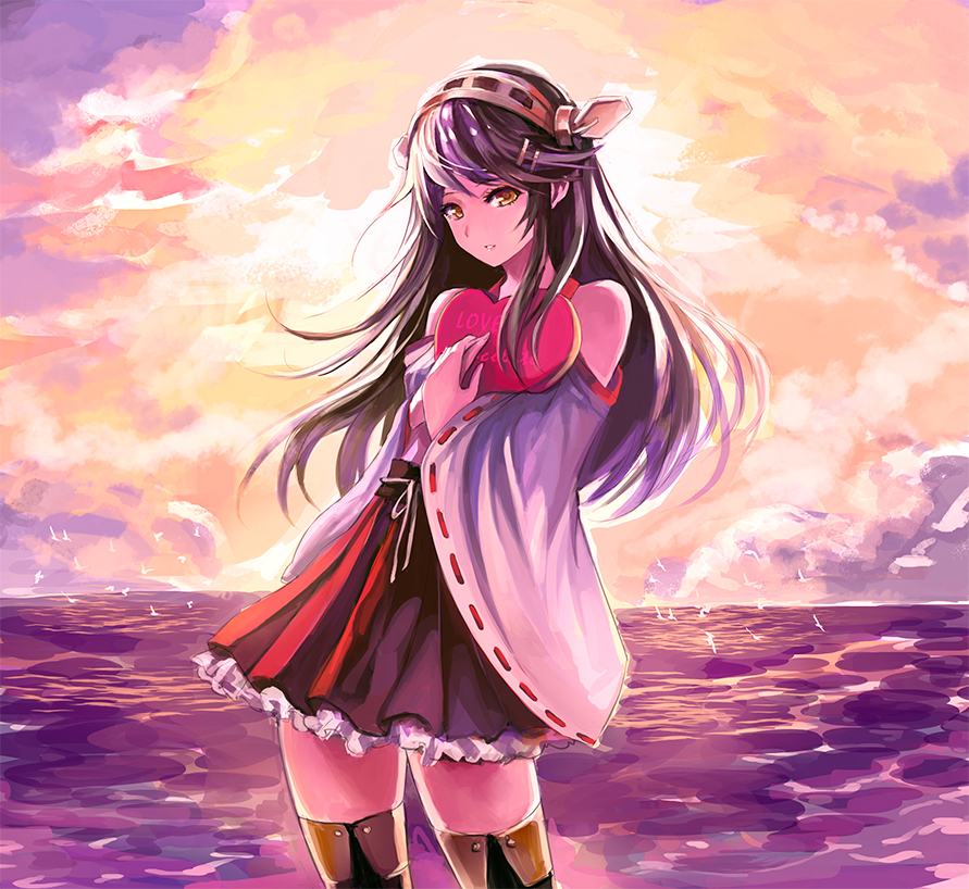 1girl, bird, black_hair, brown_eyes, chocolate, chocolate_heart, clouds, devildogs