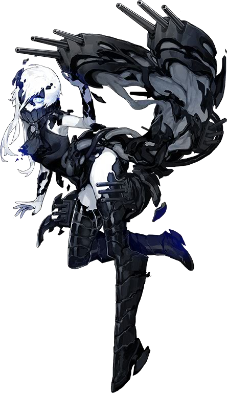 1girl, asymmetrical_hair, black_dress, black_legwear, blue_eyes, cravat, dress, forked_tail