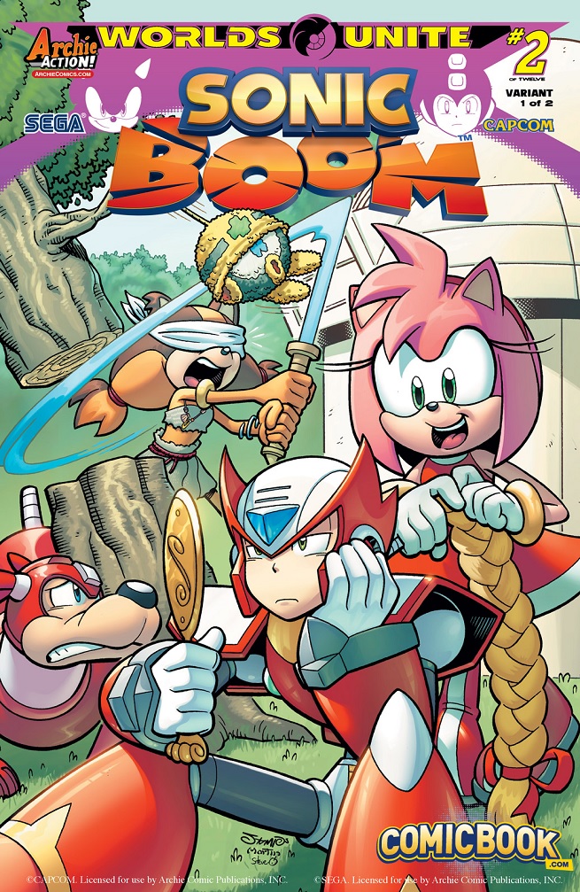 2boys, 2girls, amy_rose, android, anthro, archie_comics, braid, capcom