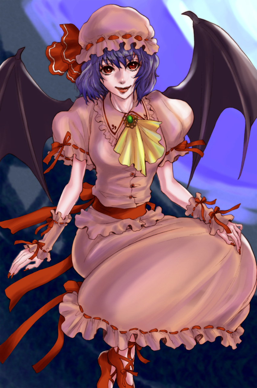 blue_hair, gekkousha, gekkousya, hat, highres, red_eyes, remilia_scarlet, short_hair