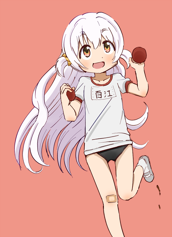 :d, bandaid, bandaid_on_knee, buruma, gym_uniform, long_hair, mahou_shoujo_madoka_magica, mahou_shoujo_madoka_magica_movie