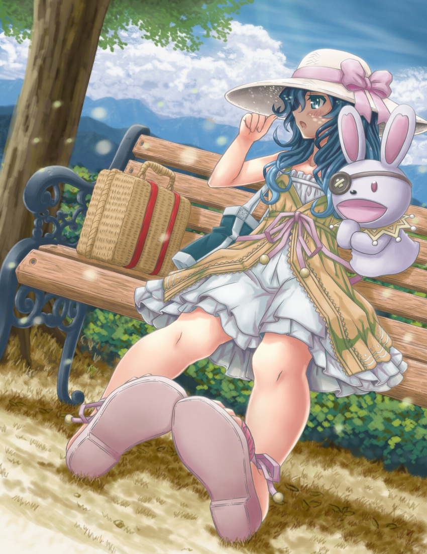 1girl, blue_eyes, blue_hair, casual, date_a_live, dutch_angle, from_below, hand_puppet