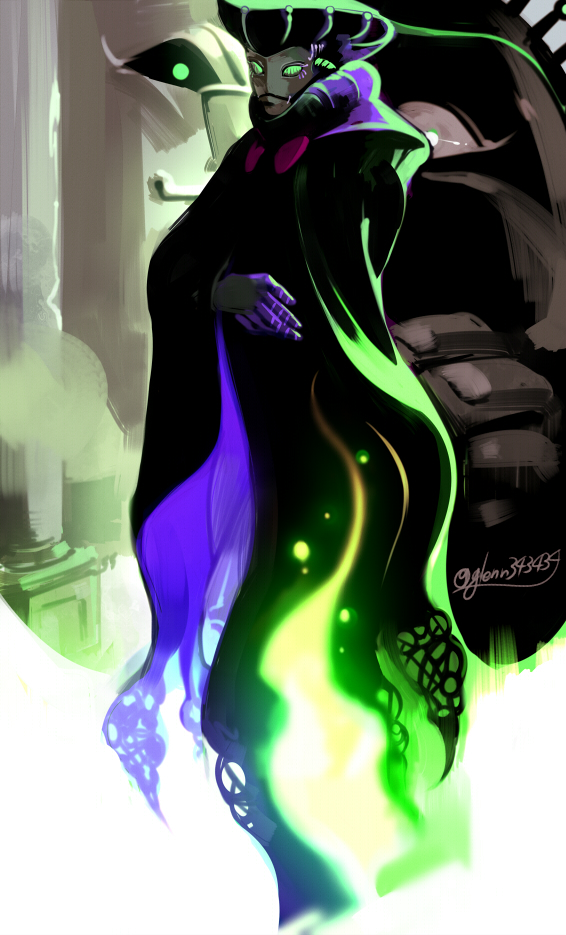 1boy, black_sabbath_(stand), cape, glenn343434, glowing, glowing_eyes, hat, jojo_no_kimyou_na_bouken