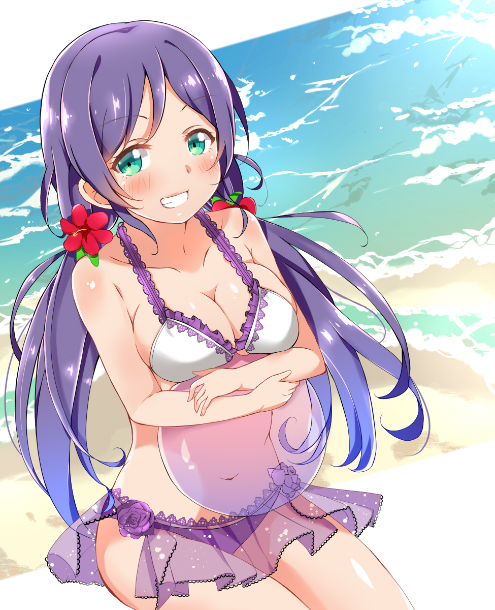 1girl, ball, breasts, cleavage, dorisu2, highres, long_hair, love_live!_school_idol_project