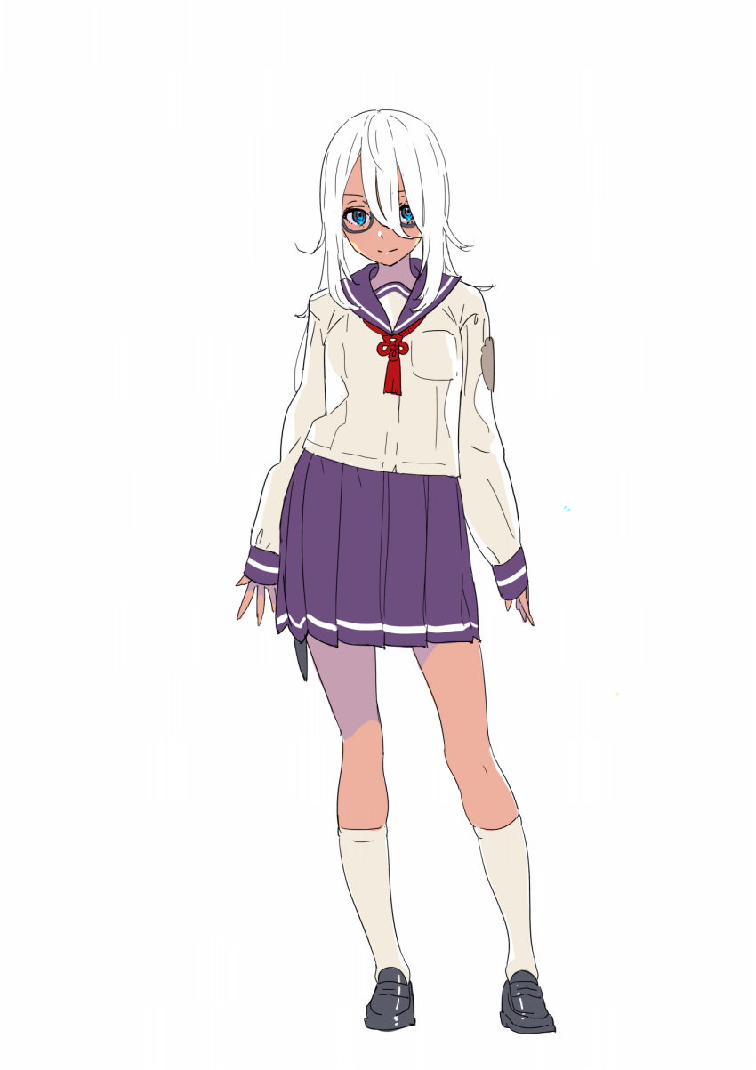 1girl, black-framed_glasses, blue_eyes, dark_skin, full_body, glasses, highres, long_hair