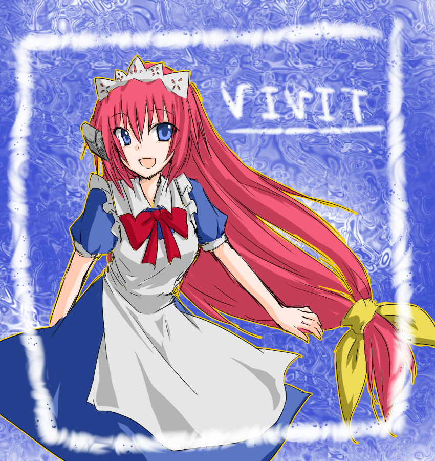 hair_ribbon, long_hair, maid, maid_headdress, monrooru, red_hair, redhead, ribbon, seihou, sketch, vivit