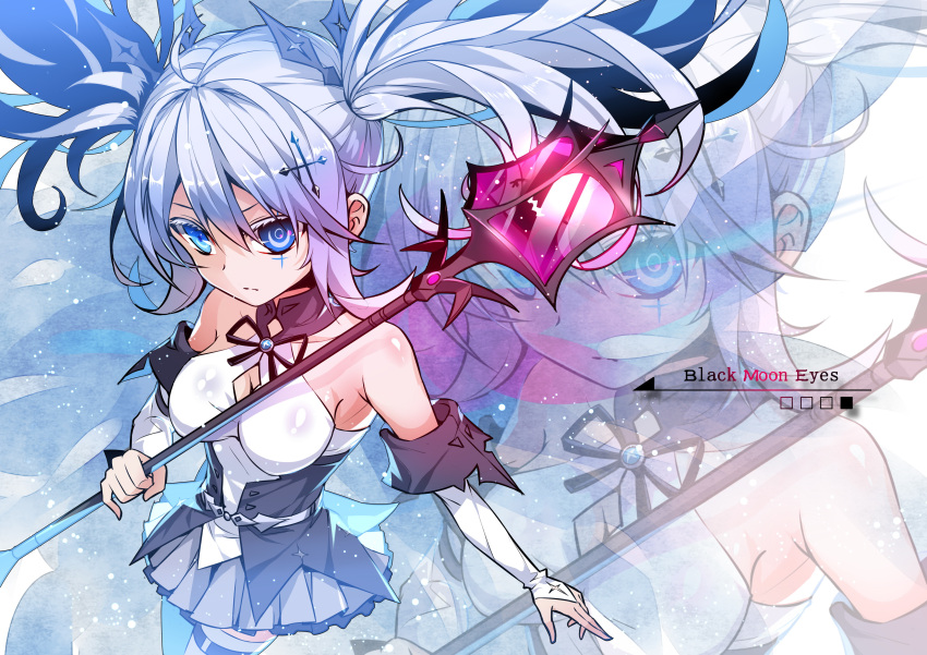 1girl, absurdres, blue_eyes, blue_hair, breasts, cleavage, elbow_gloves, gloves