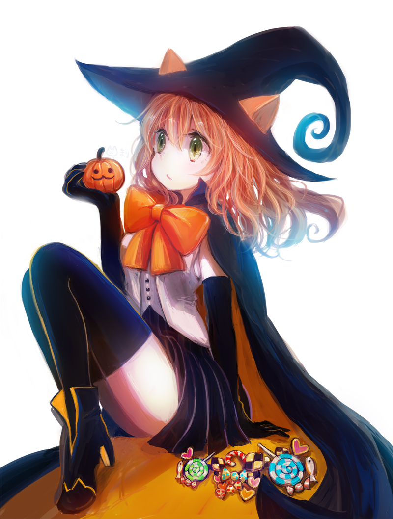 1girl, :3, animal_ears, artist_name, black_gloves, black_legwear, boots, candy