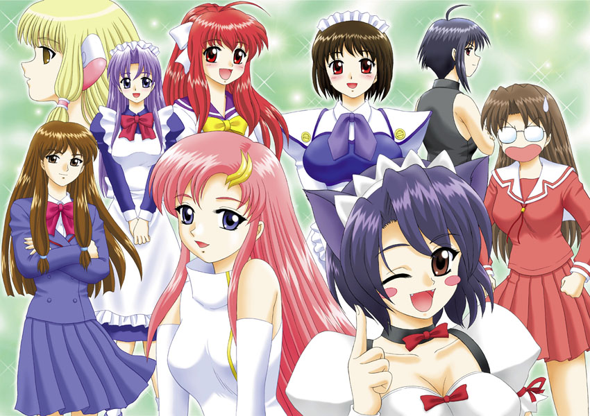 6+girls, azumanga_daioh, character_request, chii, chobits, gundam, gundam_seed, lacus_clyne