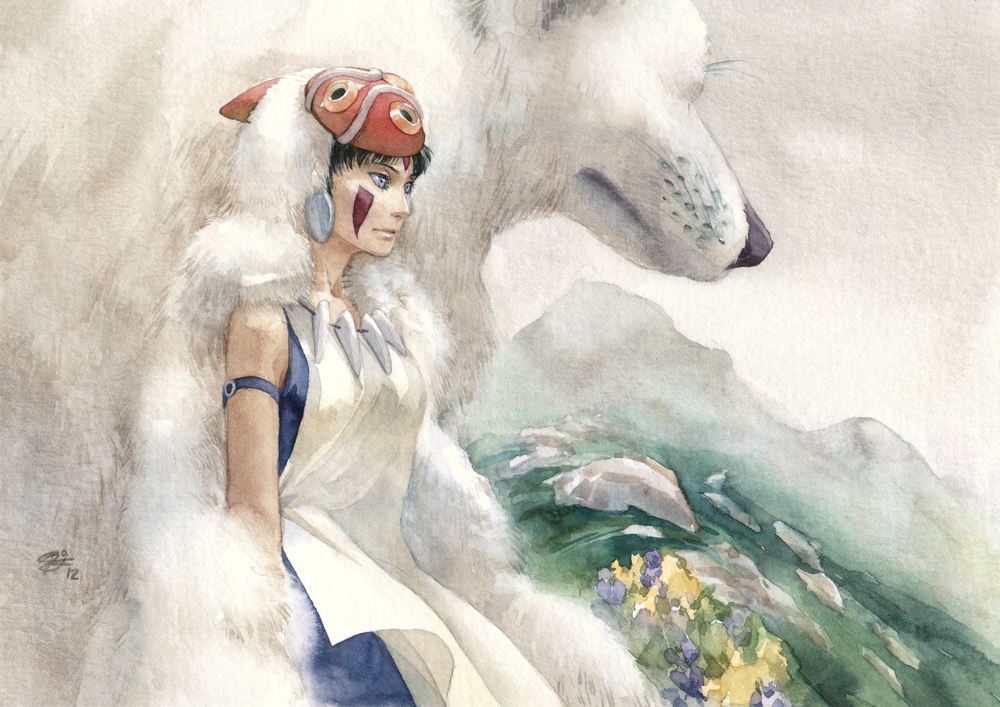 1girl, animal, arm_strap, chernotrav, facial_mark, fur, jewelry, mask