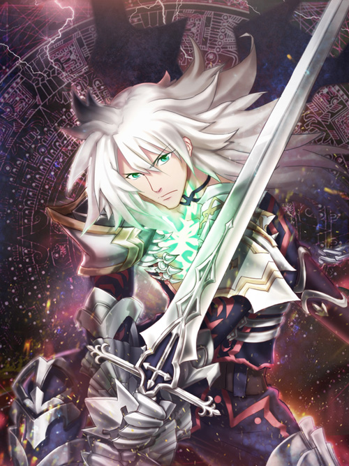 1boy, armor, balmung_(fate/apocrypha), cape, fate/apocrypha, fate_(series), green_eyes, inanna123