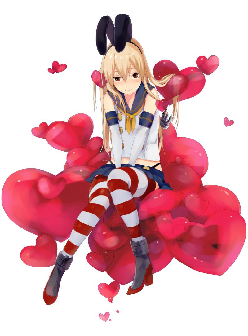 blonde_hair, elbow_gloves, gloves, hairband, heart, kantai_collection, long_hair, shimakaze_(kantai_collection)