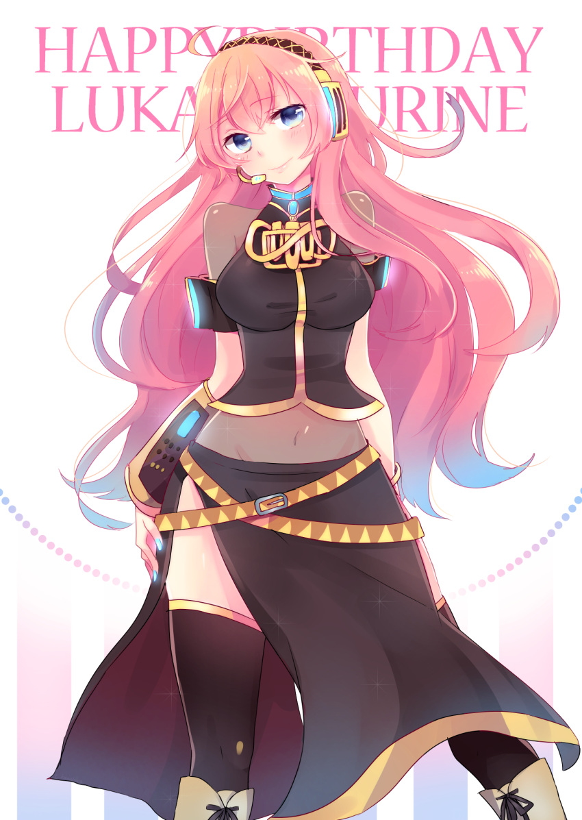 1girl, black_legwear, blue_eyes, blue_hair, blush, boots, breasts, character_name