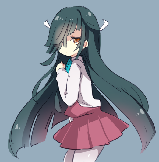 1girl, black_hair, brown_eyes, hair_over_one_eye, hayashimo_(kantai_collection), kantai_collection, long_hair, solo