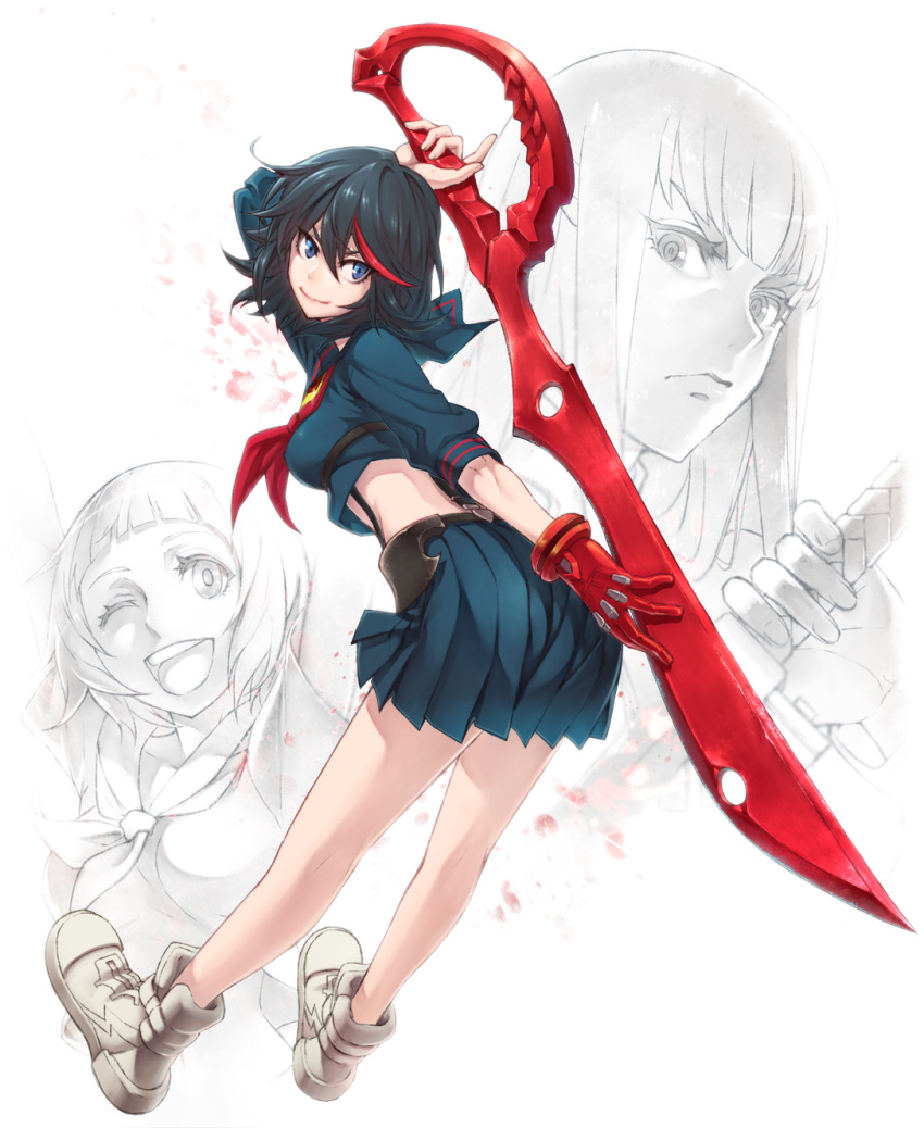 3girls, black_hair, blue_eyes, churayuki, highres, kill_la_kill, kiryuuin_satsuki, long_hair