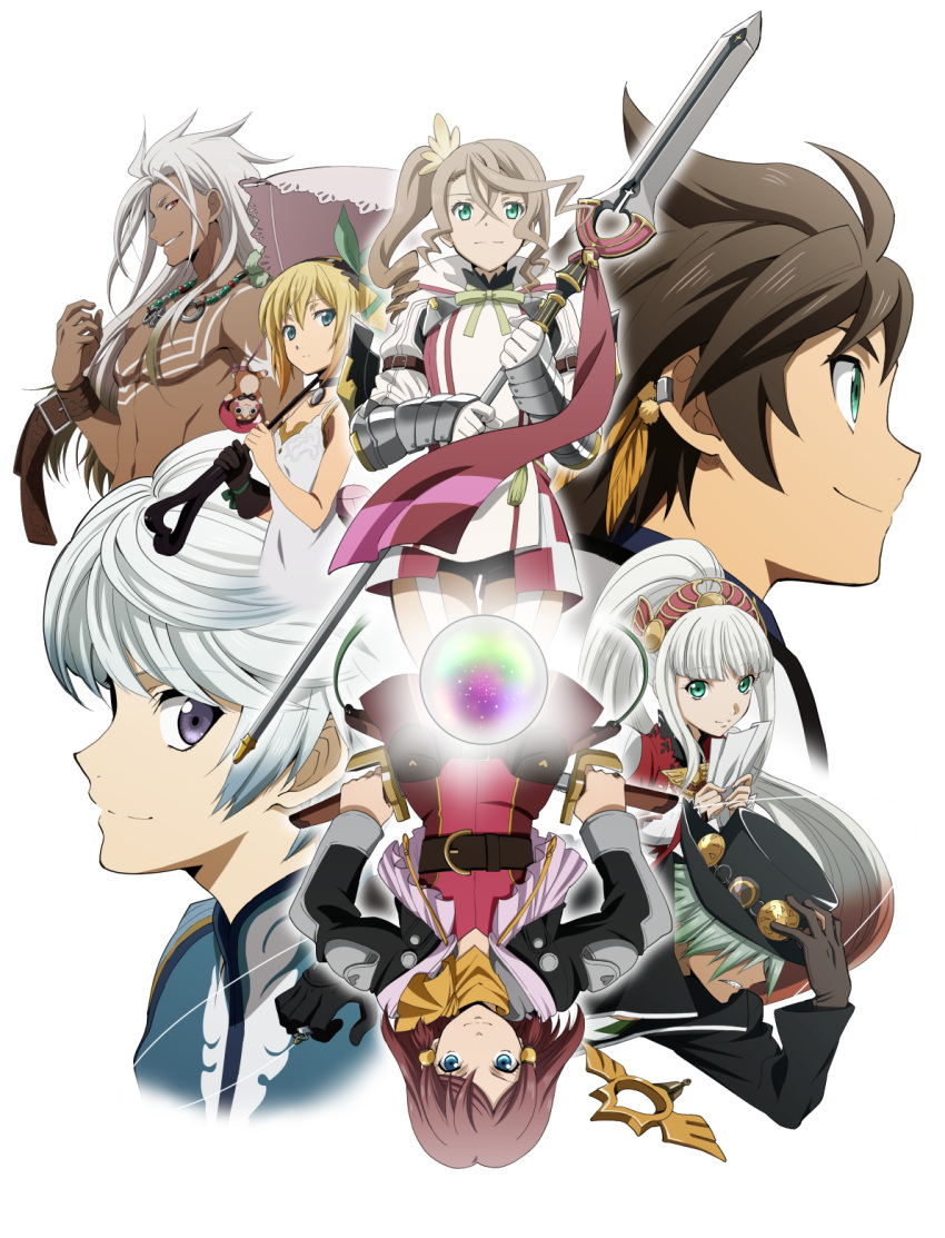 4boys, 4girls, alisha_(tales), armor, blonde_hair, blue_eyes, brown_hair, dezel_(tales)