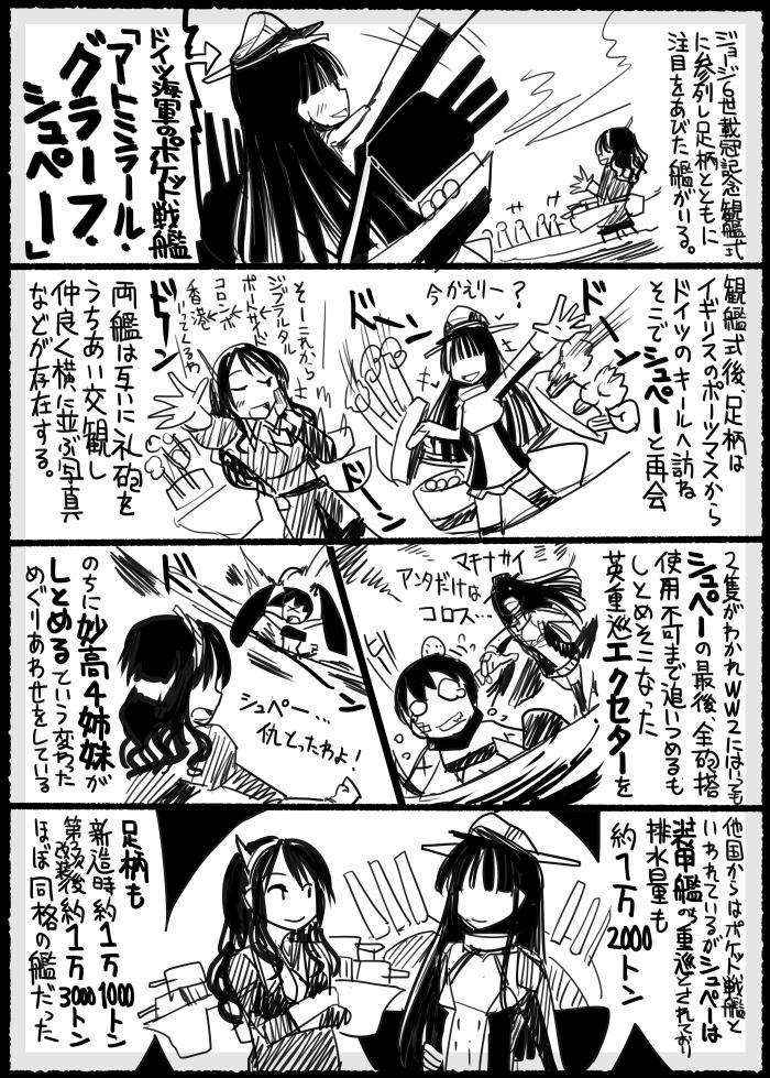 3girls, ;d, ashigara_(kantai_collection), comic, dx, firing, graf_zeppelin_(kantai_collection), graf_zeppelin_(ship)