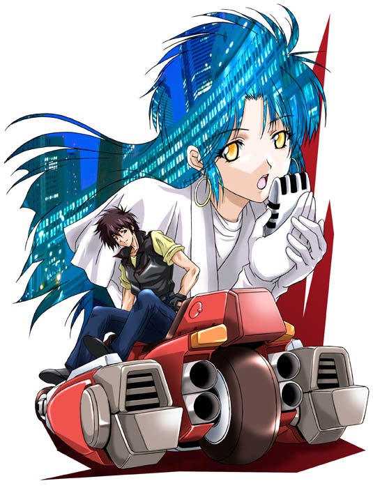 earrings, garland_(megazone_23), gloves, hoop_earrings, jewelry, long_hair, mecha, megazone_23