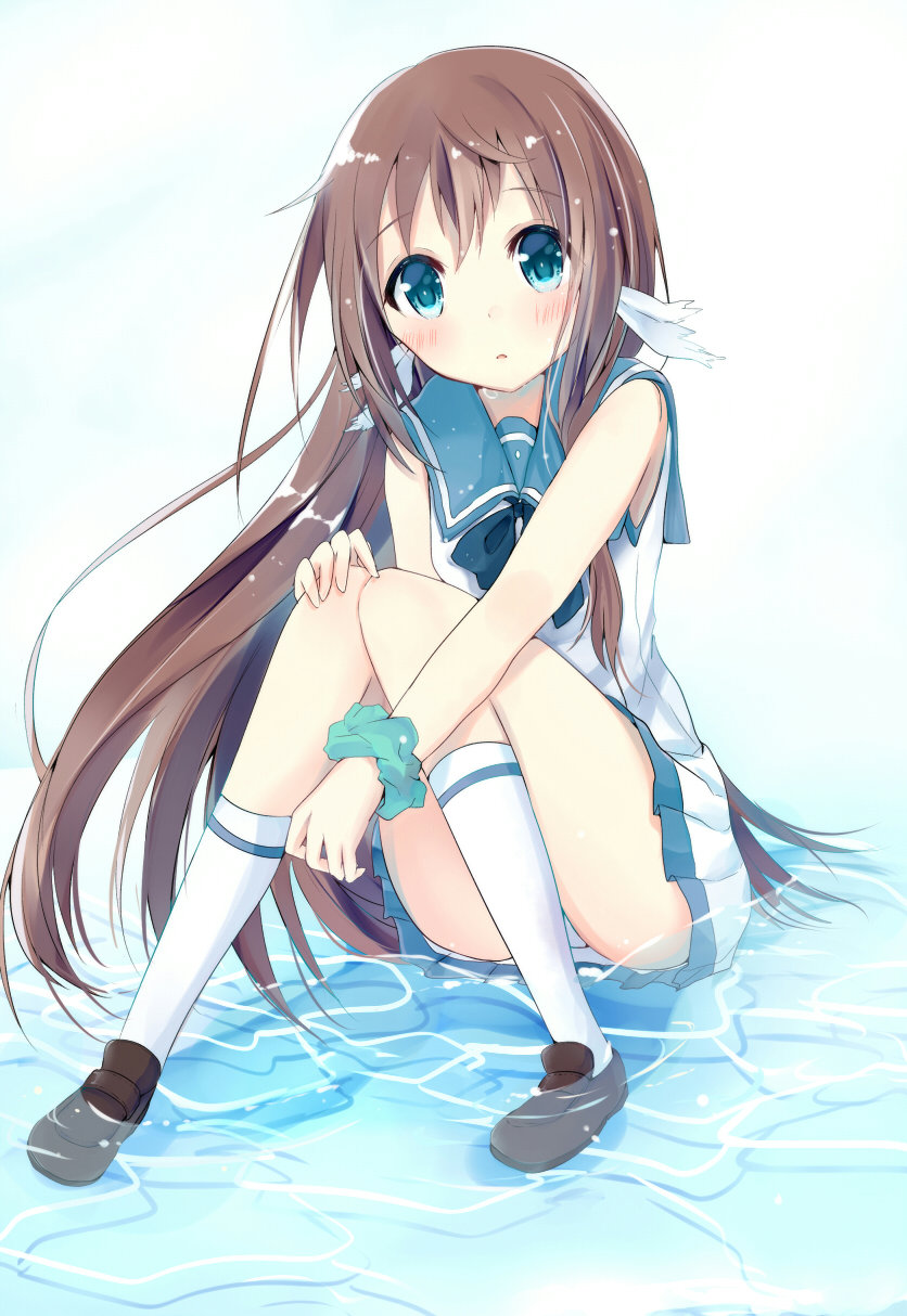 1girl, aqua_eyes, blush, brown_hair, highres, kurumi_(69a4y), long_hair, looking_at_viewer