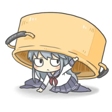 1girl, chibi, hat, hat_removed, headwear_removed, hibiki_(kantai_collection), kantai_collection, long_hair