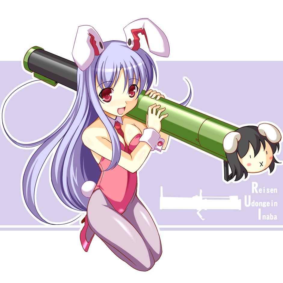 2girls, bad_id, bunny_ears, bunnysuit, high_heels, inaba_tewi, m72_law, pantyhose