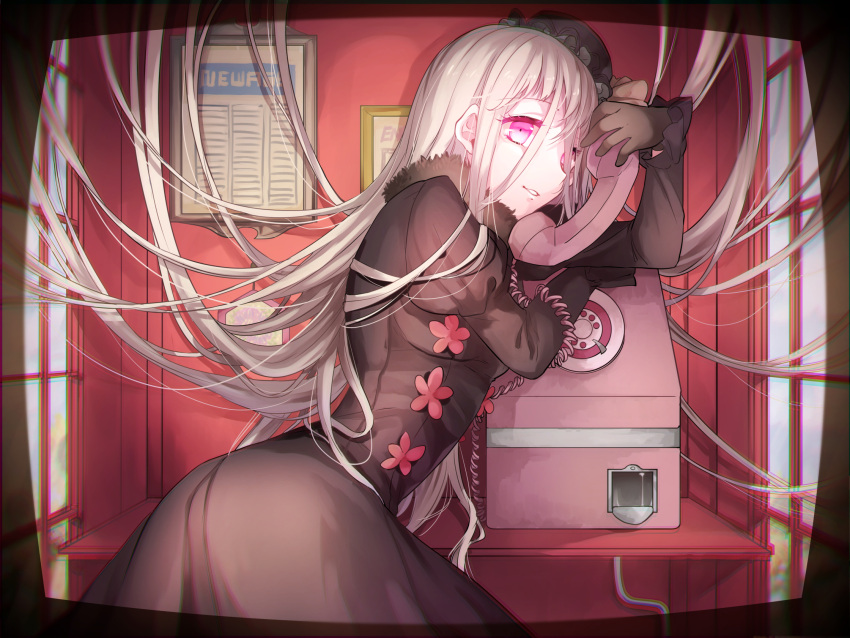 1girl, axis_powers_hetalia, black_dress, blonde_hair, dress, genderswap, gloves, hat