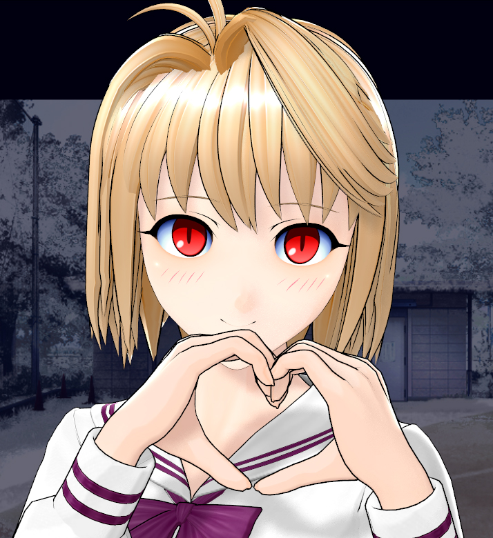 1girl, 3d, alternate_costume, antenna_hair, arcueid_brunestud, artificial_academy_2, blonde_hair, blush