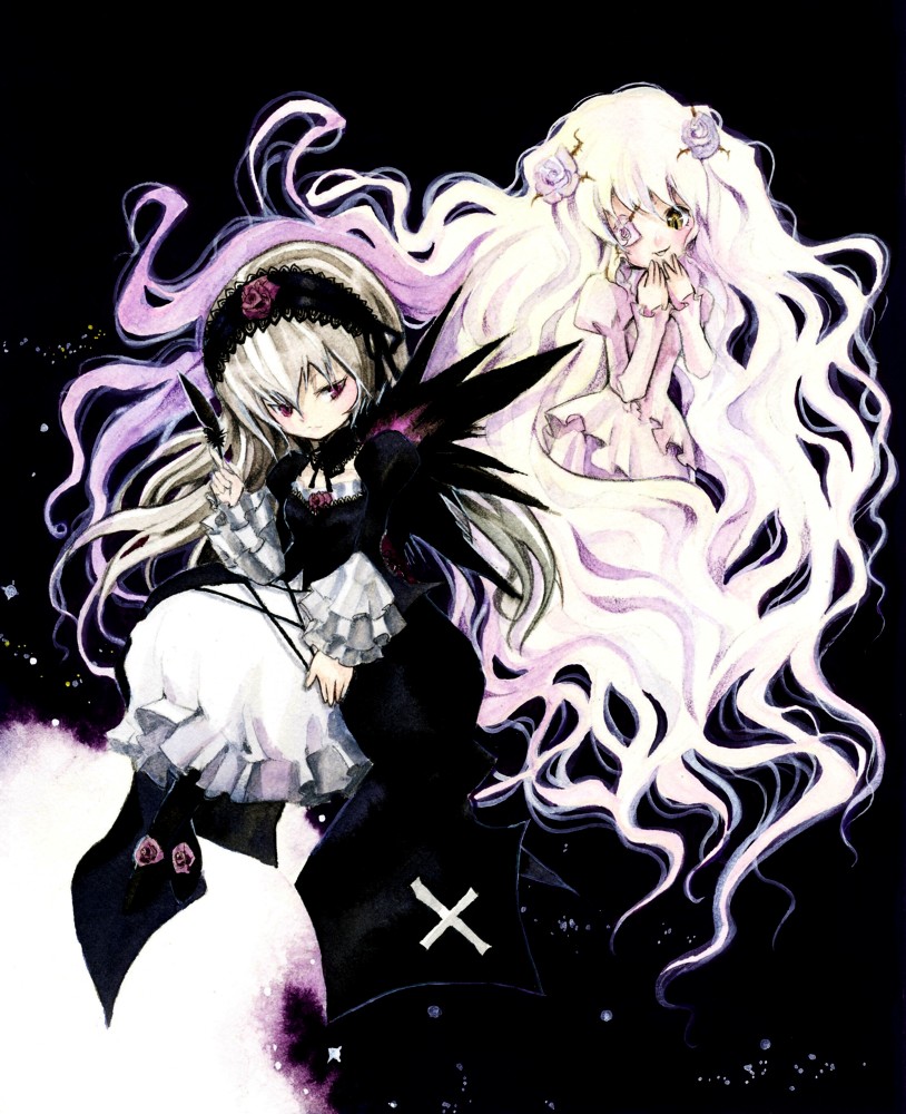dress, feathers, flower, frills, gothic_lolita, hairband, kirakishou, lolita_fashion