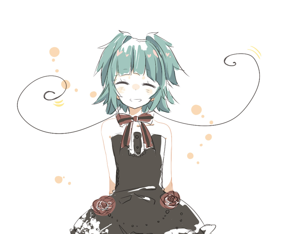 1girl, ansatsu_kyoushitsu, benghuai, closed_eyes, green_hair, kayano_kaede, short_hair, smile