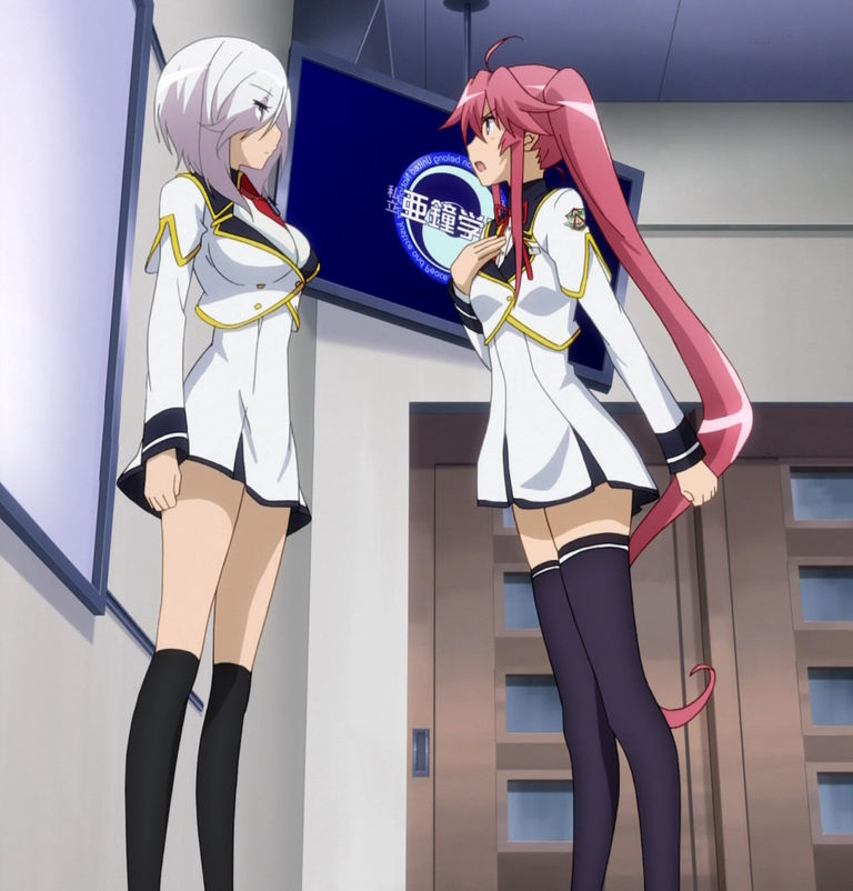2girls, elena_arshavina, multiple_girls, ranjou_satsuki, screen_capture, seikentsukai_no_world_break, thigh-highs
