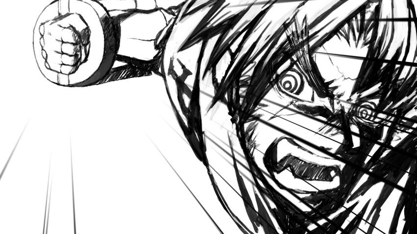 @_@, blazblue, epic, fangs, getter_rays, male, manly, punching, scar, shishigami_bang, solo