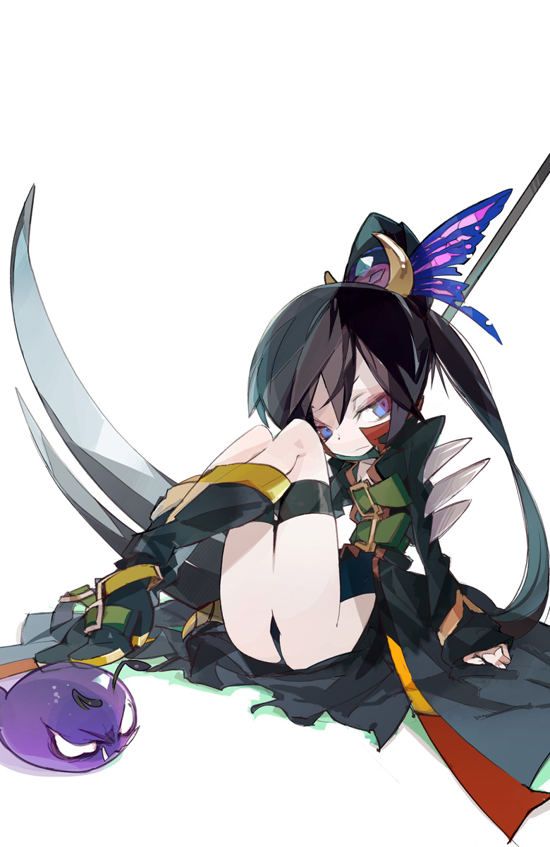 alice_(brave_frontier), amiami, belt, black_hair, blue_eyes, boots, brave_frontier, butterfly_hair_ornament