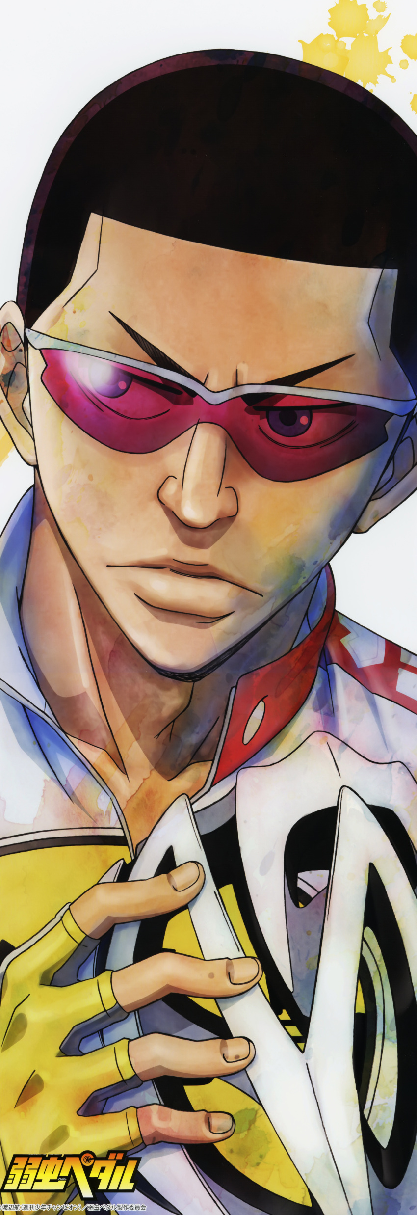 1boy, absurdres, black_eyes, black_hair, fingerless_gloves, gloves, highres, huge_filesize, incredibly_absurdres, kinjou_shingo, short_hair, solo, sunglasses, watanabe_wataru, yowamushi_pedal