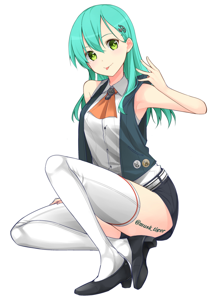 1girl, absurdres, alternate_costume, aqua_hair, hair_ornament, highres, kantai_collection, long_hair
