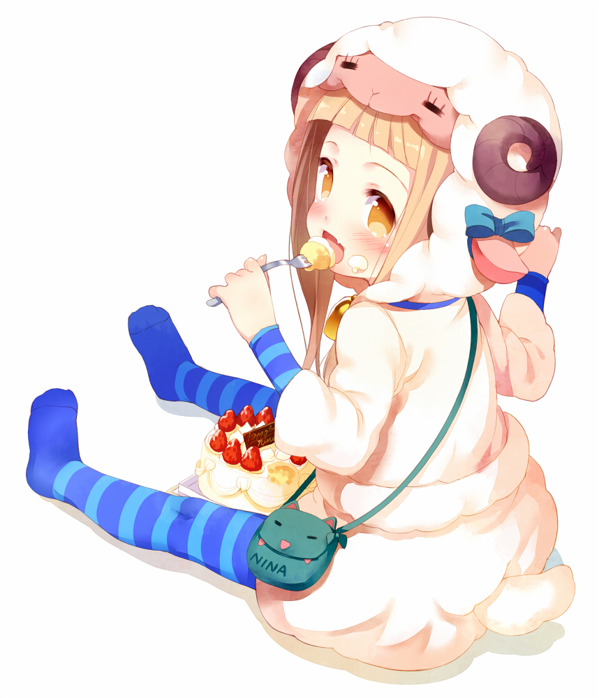 1girl, animal_costume, bag, bangs, bell, bell_collar, blunt_bangs, bow